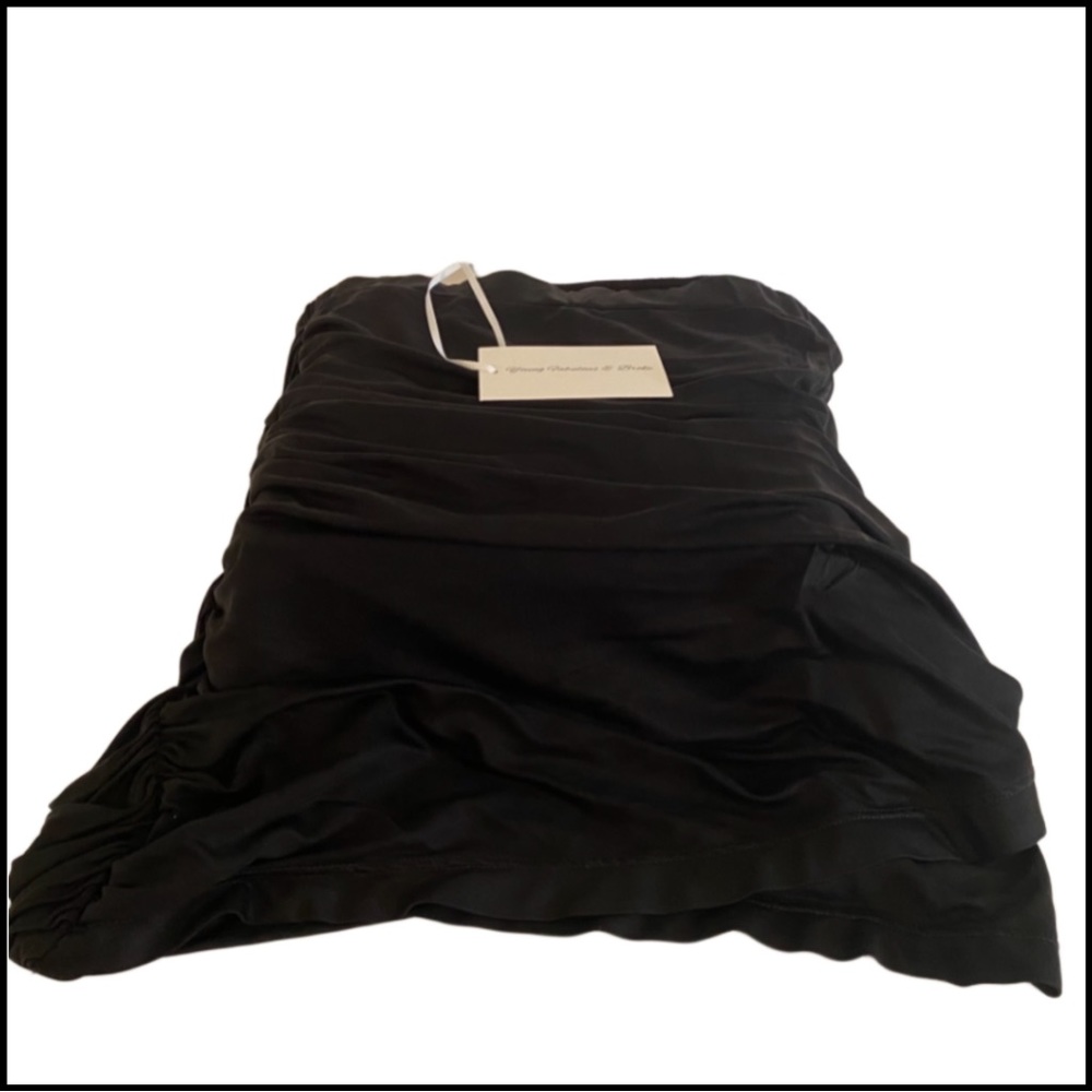 NWT YOUNG FABULOUS & BROKE BLACK STRAPLESS RUCHED TOP Sz SMALL - Picture 7 of 8